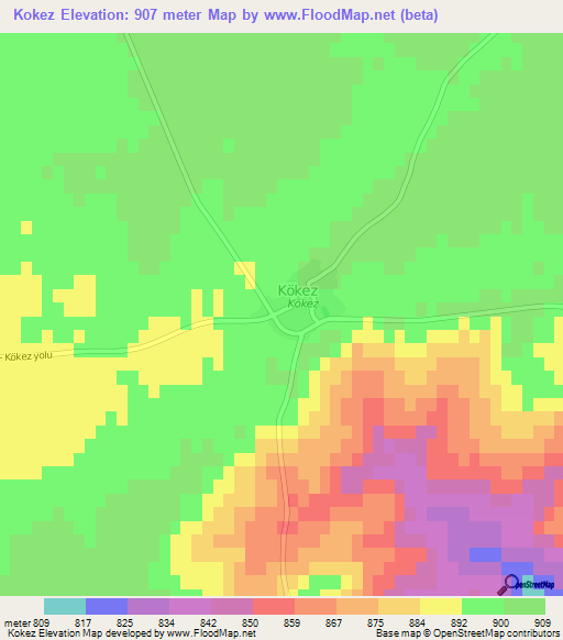 Kokez,Turkey Elevation Map