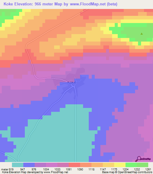 Koke,Turkey Elevation Map