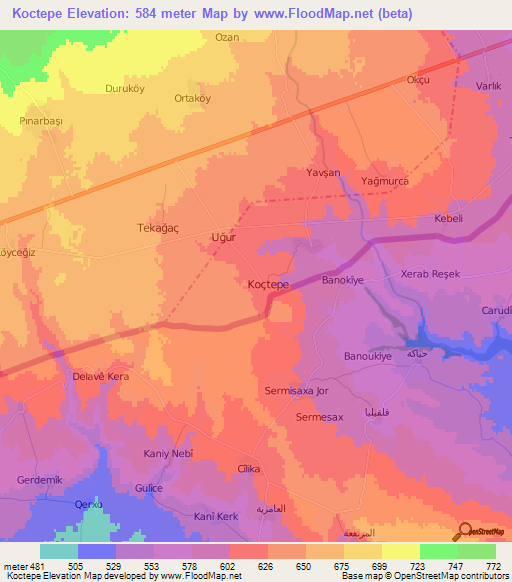 Koctepe,Turkey Elevation Map