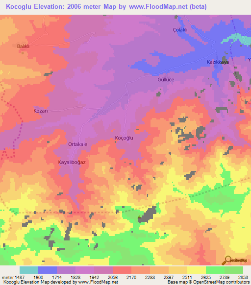 Kocoglu,Turkey Elevation Map