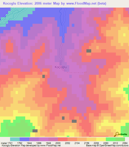 Kocoglu,Turkey Elevation Map