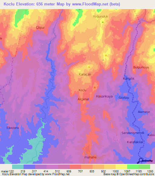 Koclu,Turkey Elevation Map