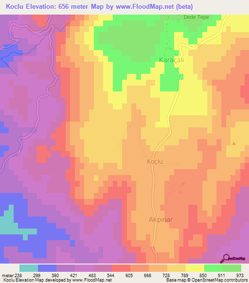 Koclu,Turkey Elevation Map