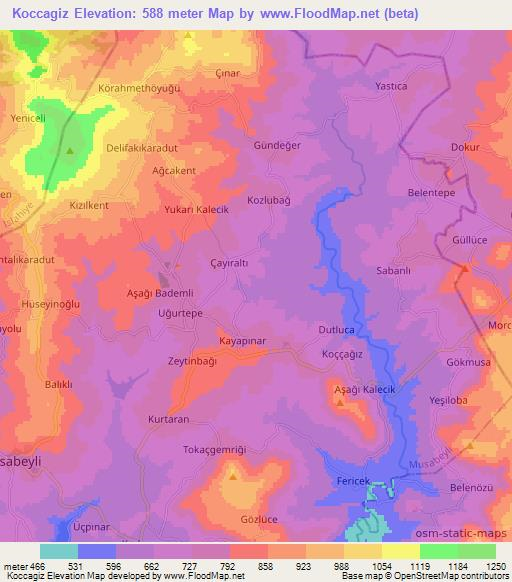 Koccagiz,Turkey Elevation Map