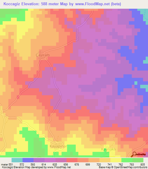 Koccagiz,Turkey Elevation Map