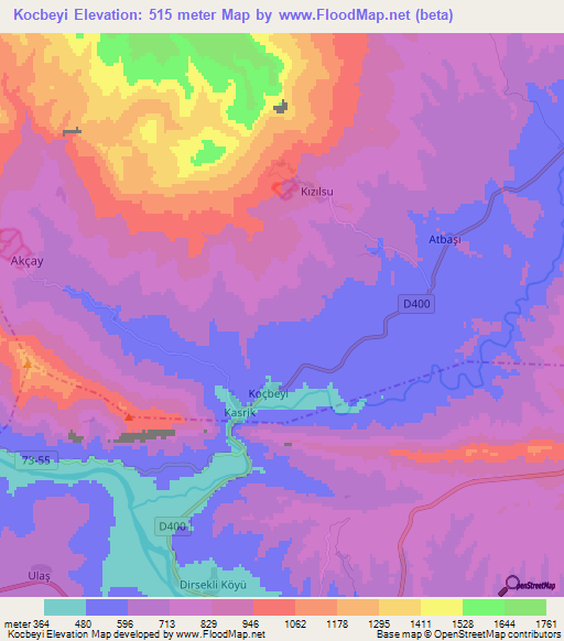 Kocbeyi,Turkey Elevation Map