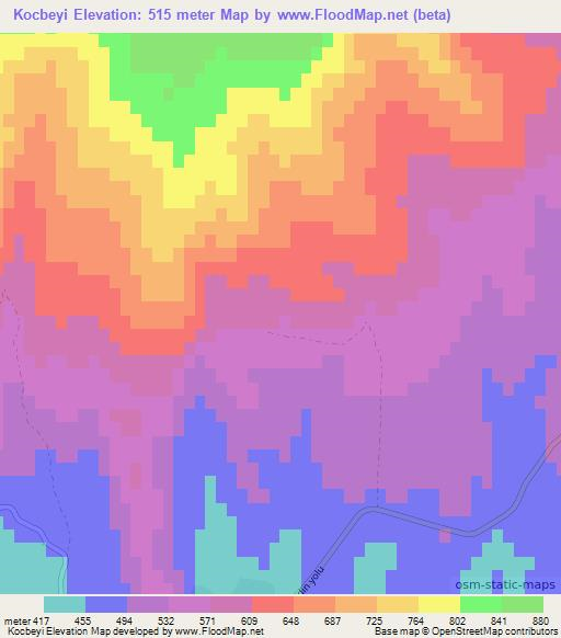 Kocbeyi,Turkey Elevation Map