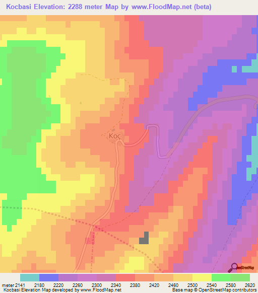 Kocbasi,Turkey Elevation Map