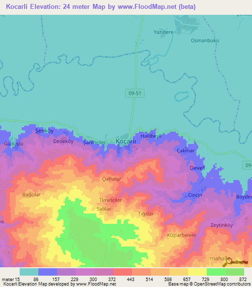 Kocarli,Turkey Elevation Map