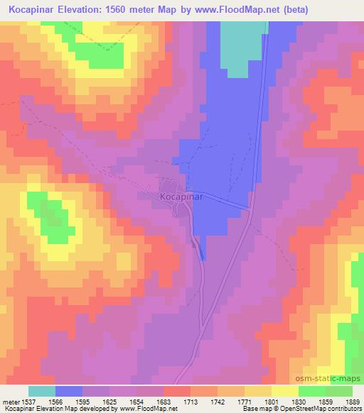 Kocapinar,Turkey Elevation Map