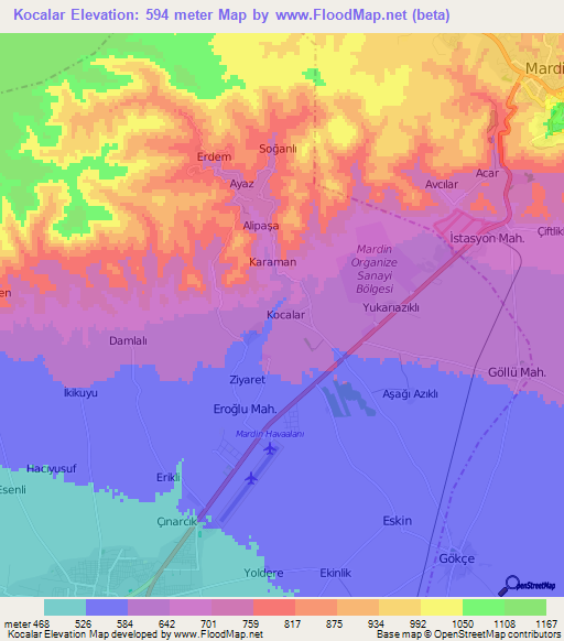 Kocalar,Turkey Elevation Map