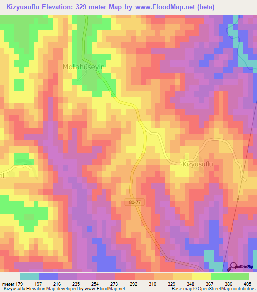 Kizyusuflu,Turkey Elevation Map