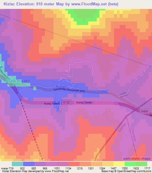 Kizlac,Turkey Elevation Map