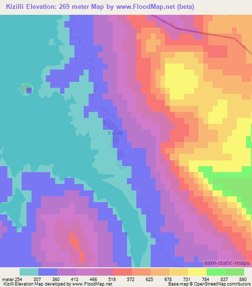 Kizilli,Turkey Elevation Map