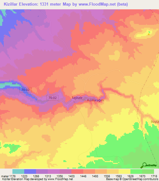 Kizillar,Turkey Elevation Map