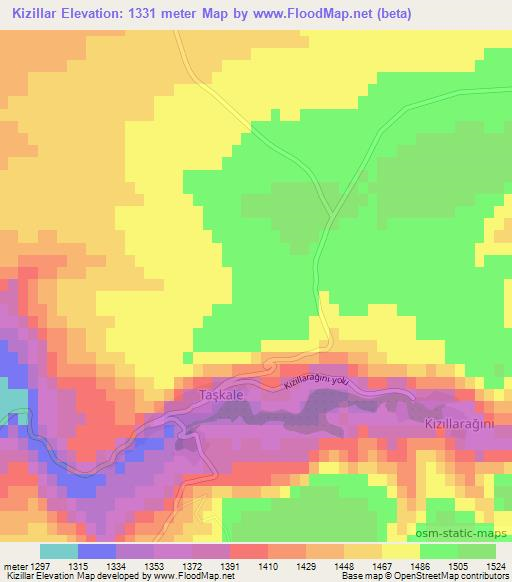 Kizillar,Turkey Elevation Map