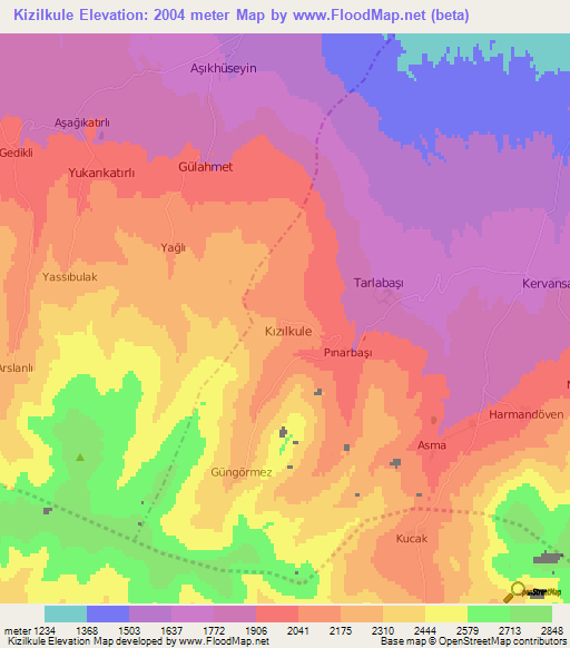 Kizilkule,Turkey Elevation Map