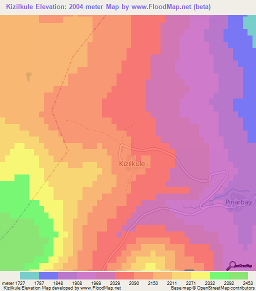 Kizilkule,Turkey Elevation Map