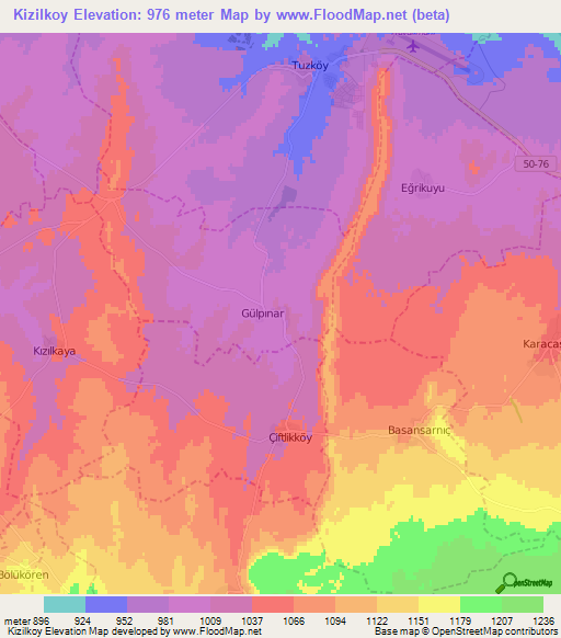 Kizilkoy,Turkey Elevation Map