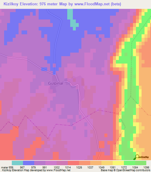 Kizilkoy,Turkey Elevation Map