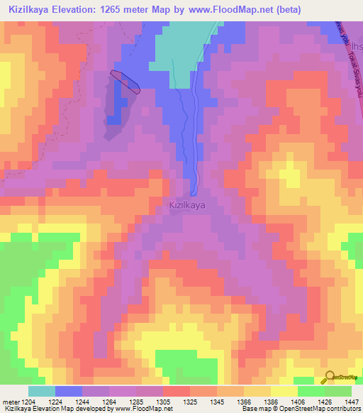 Kizilkaya,Turkey Elevation Map