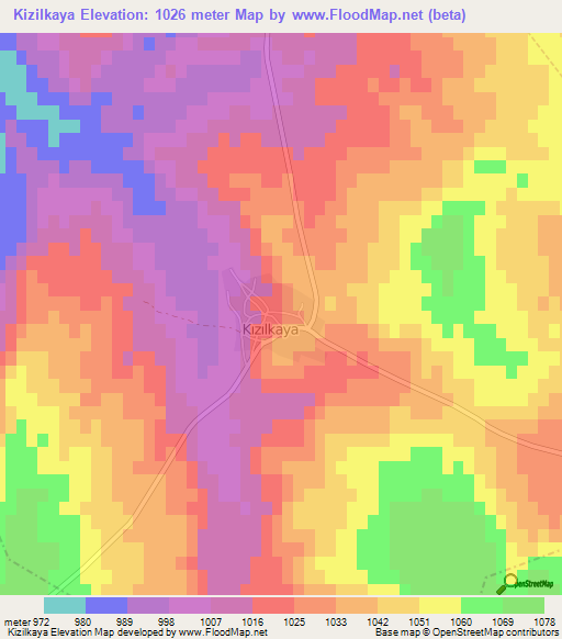 Kizilkaya,Turkey Elevation Map