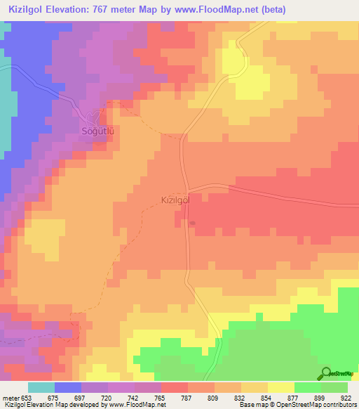 Kizilgol,Turkey Elevation Map