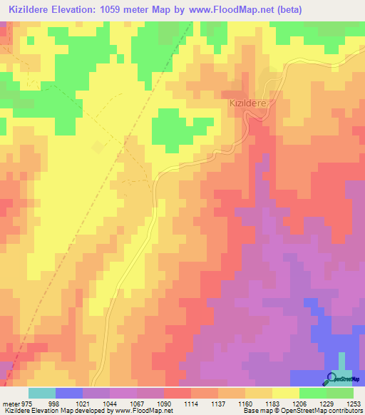 Kizildere,Turkey Elevation Map