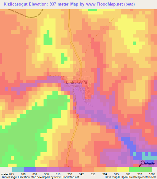 Kizilcasogut,Turkey Elevation Map