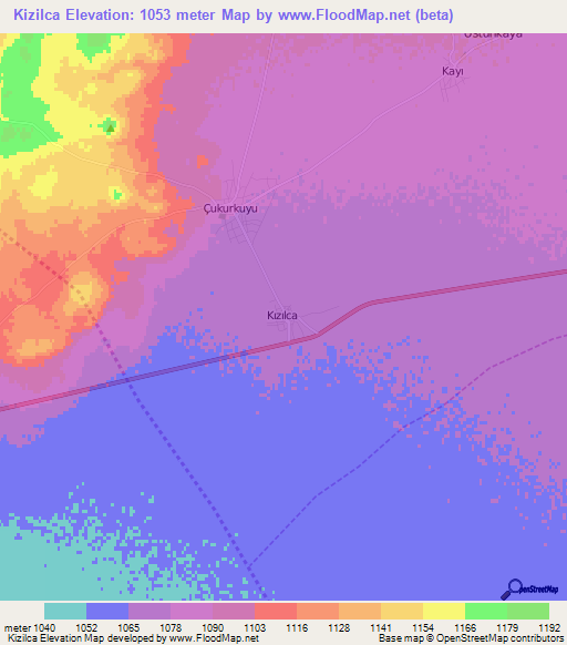 Kizilca,Turkey Elevation Map