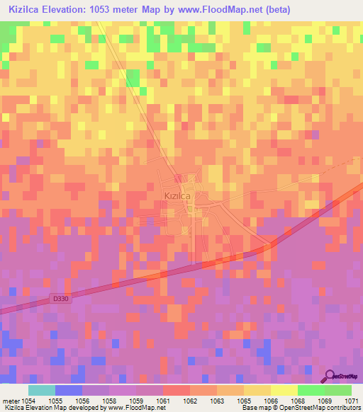 Kizilca,Turkey Elevation Map