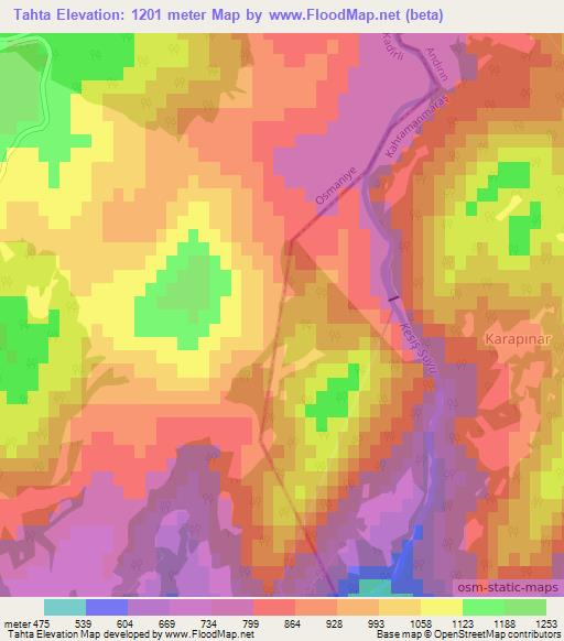 Tahta,Turkey Elevation Map