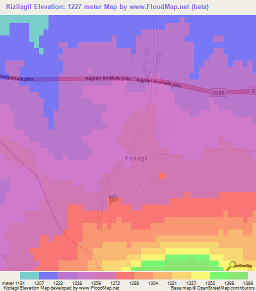 Kizilagil,Turkey Elevation Map