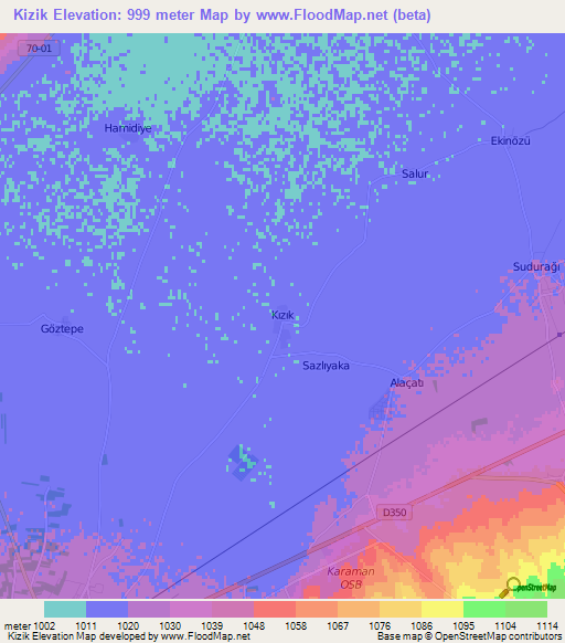 Kizik,Turkey Elevation Map