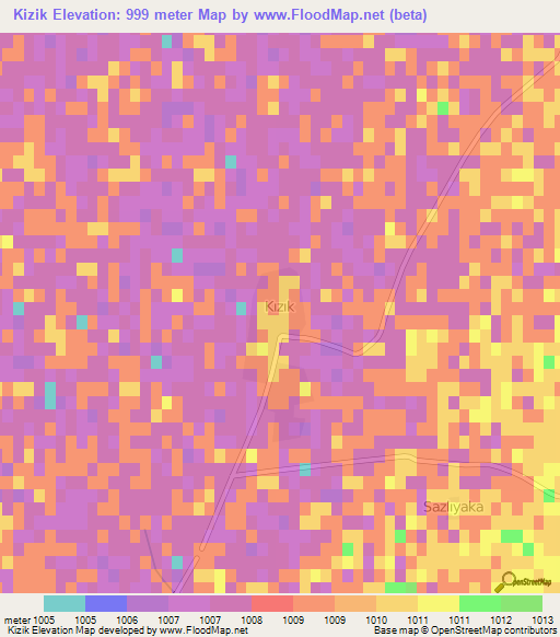 Kizik,Turkey Elevation Map