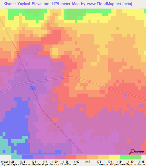 Kiymet Yaylasi,Turkey Elevation Map