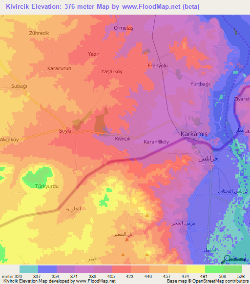 Kivircik,Turkey Elevation Map