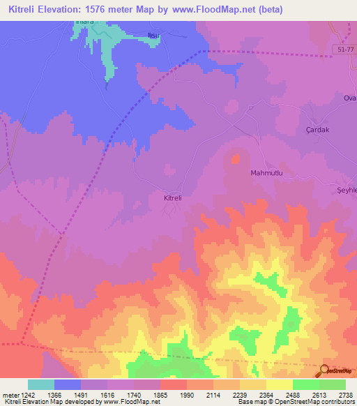 Kitreli,Turkey Elevation Map