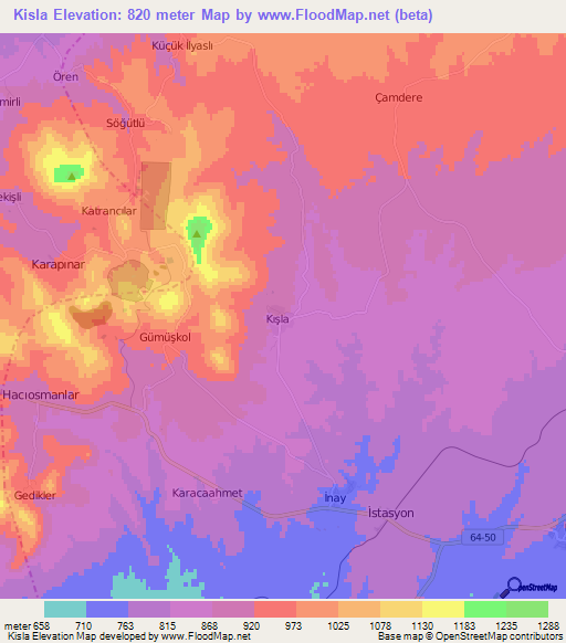 Kisla,Turkey Elevation Map