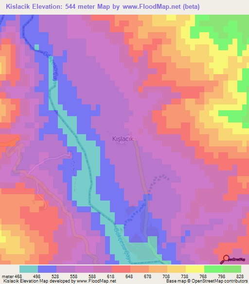 Kislacik,Turkey Elevation Map