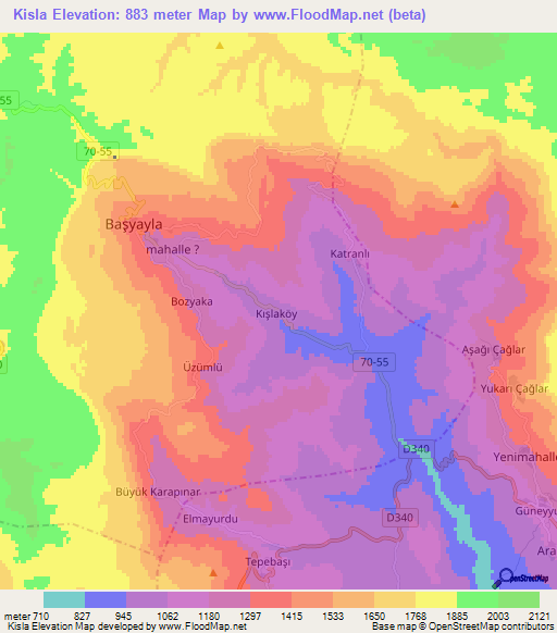 Kisla,Turkey Elevation Map