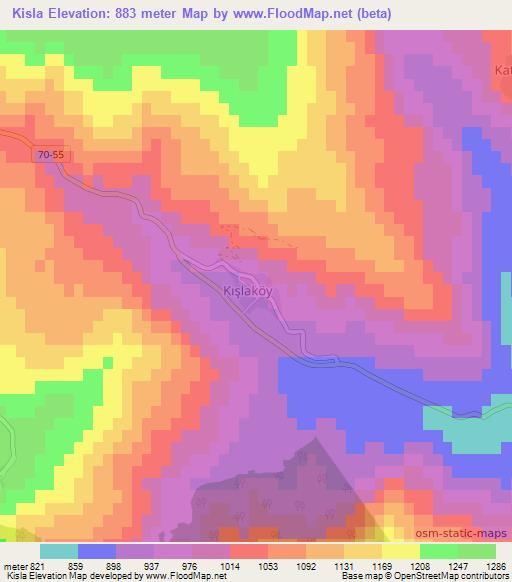 Kisla,Turkey Elevation Map