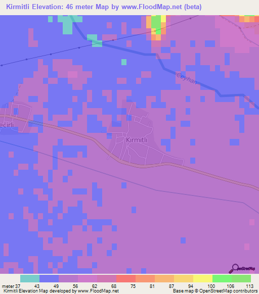 Kirmitli,Turkey Elevation Map