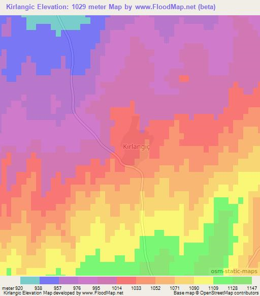 Kirlangic,Turkey Elevation Map