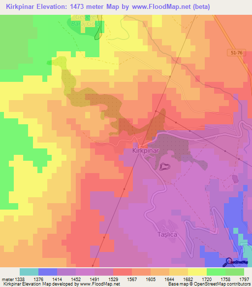 Kirkpinar,Turkey Elevation Map