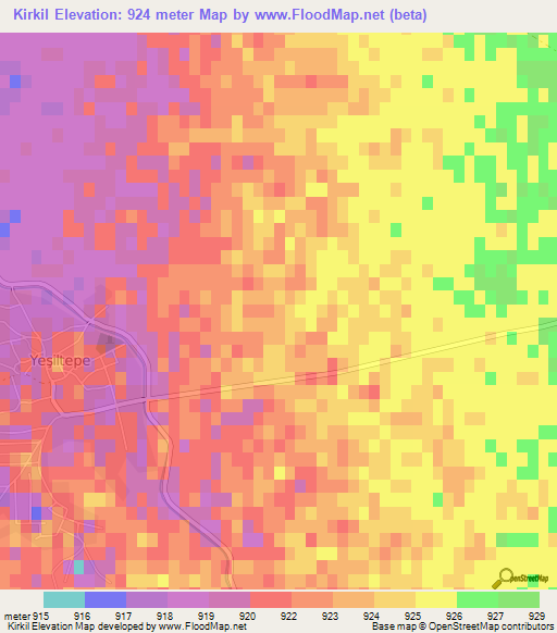 Kirkil,Turkey Elevation Map