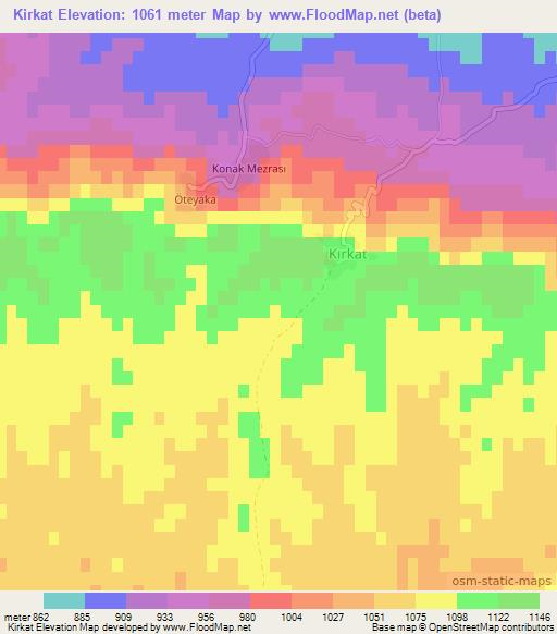 Kirkat,Turkey Elevation Map