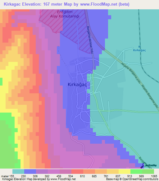 Kirkagac,Turkey Elevation Map