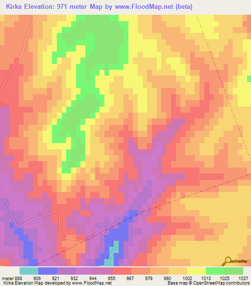 Kirka,Turkey Elevation Map