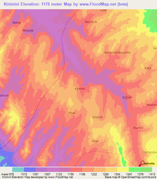 Kirimini,Turkey Elevation Map